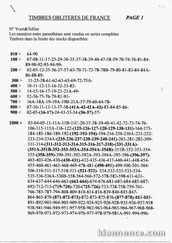 TIMBRES OBLITERES DE FRANCE