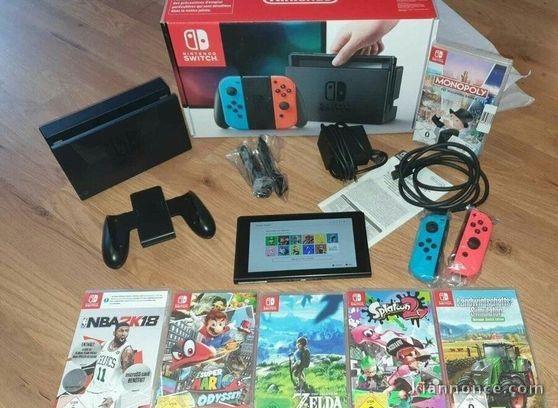 Nintendo switch avec 3 jeux