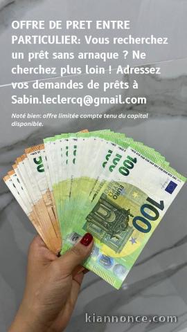 SABIN.LECLERCQ GMAIL.COM;Offre de pret entre particulier en Franc